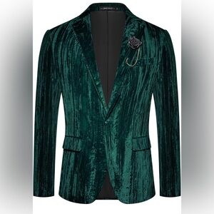 Stylish Green Velvet Blazer (054)